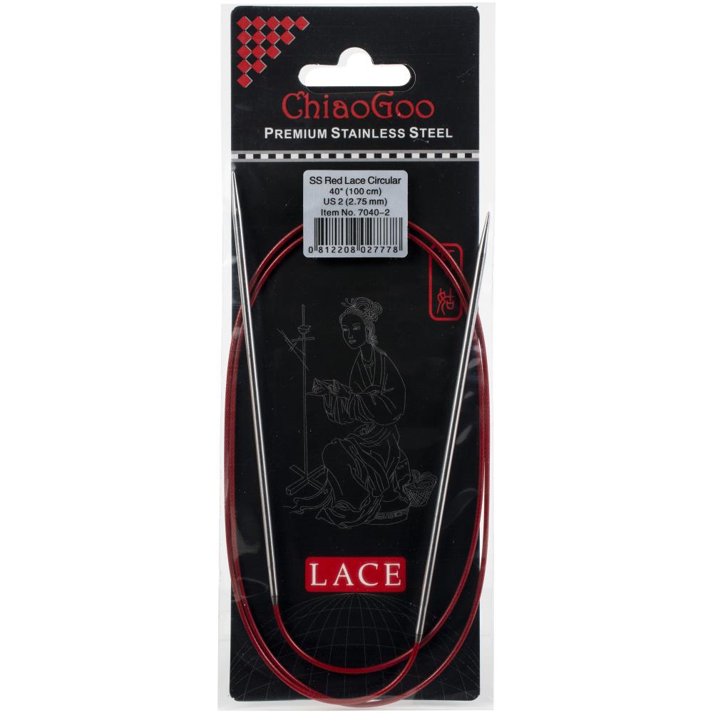 ChiaoGoo Red Lace 40" Stainless Circular Knitting Needles - Sizes US 0/2mm to 17 / 12.75mm