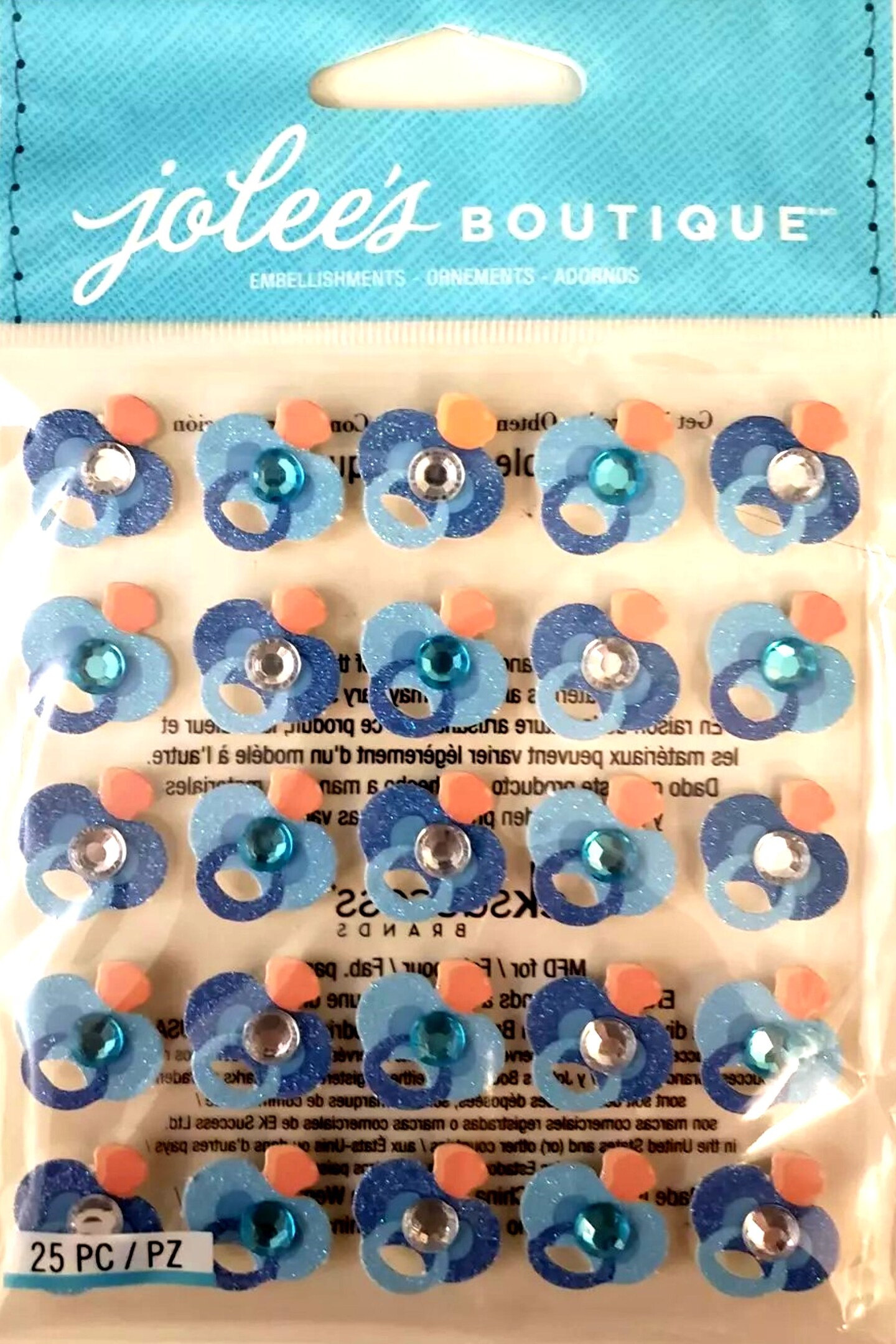 Jolee&#x27;s Boutique Blue Glitter Pacifier Repeats Dimensional Stickers