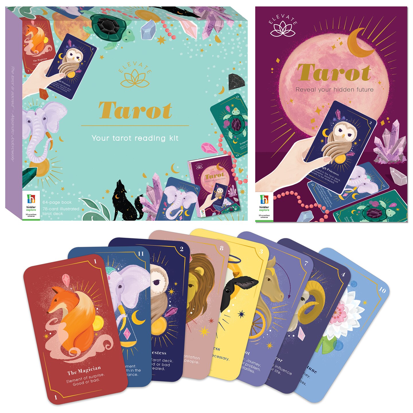 Elevate - Tarot Kit - Arcana and Readings for Adults - History and Origins of Tarot - Mental Health and Self Care Essentials - Tarot Cards - Adult Hobbies - Discover Divination