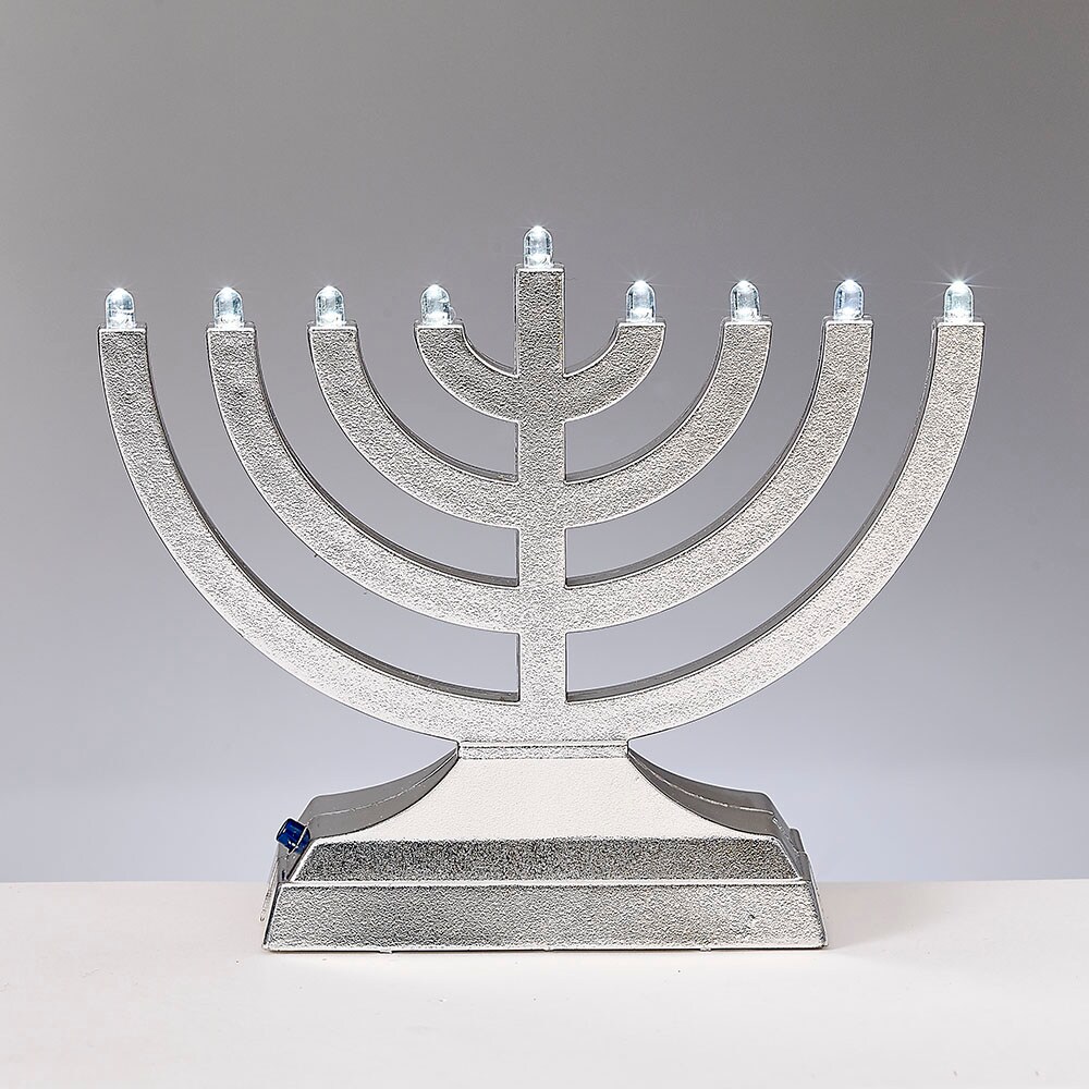 Rite Lite 6&#x22; Battery Operated Light it Anywhere Silver Tone Go Menorah