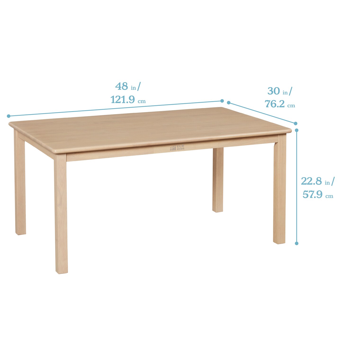 30in x 48in Rectangular Hardwood Table with 22in Legs, Kids Furniture