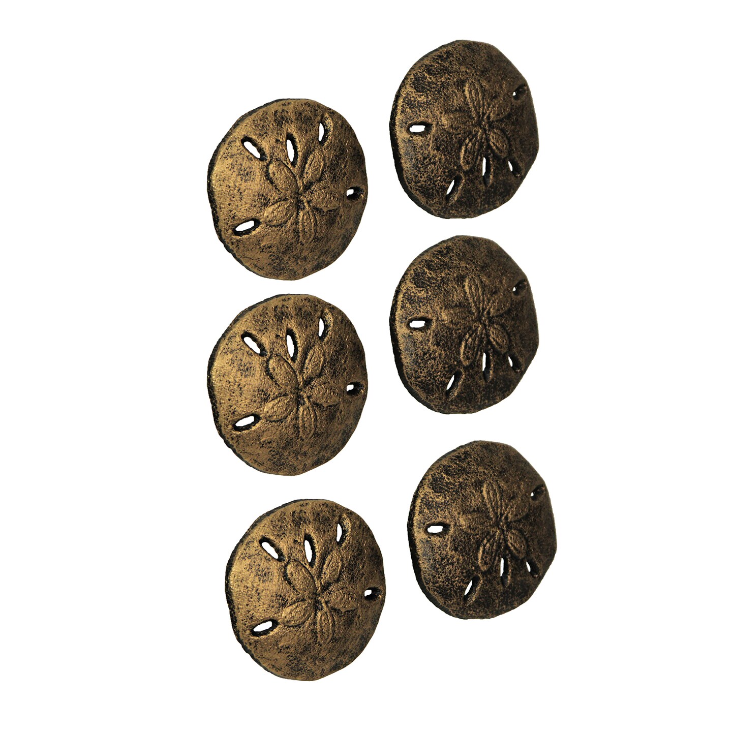 Antique Finish Sand Dollar Drawer Pulls - 6-Piece Set