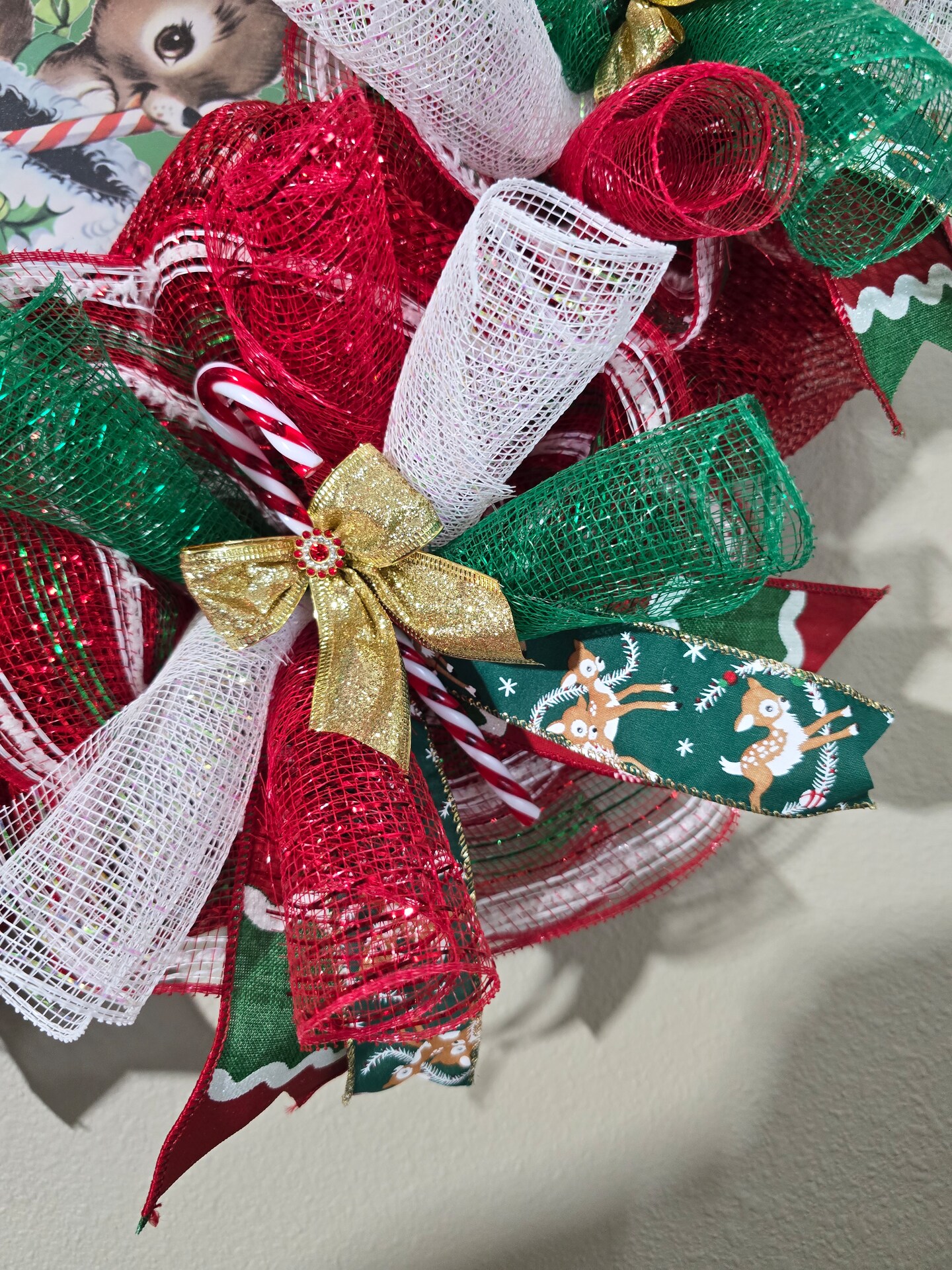 Christmas Wreath with Happy Holidays Deer Sign | MakerPlace by