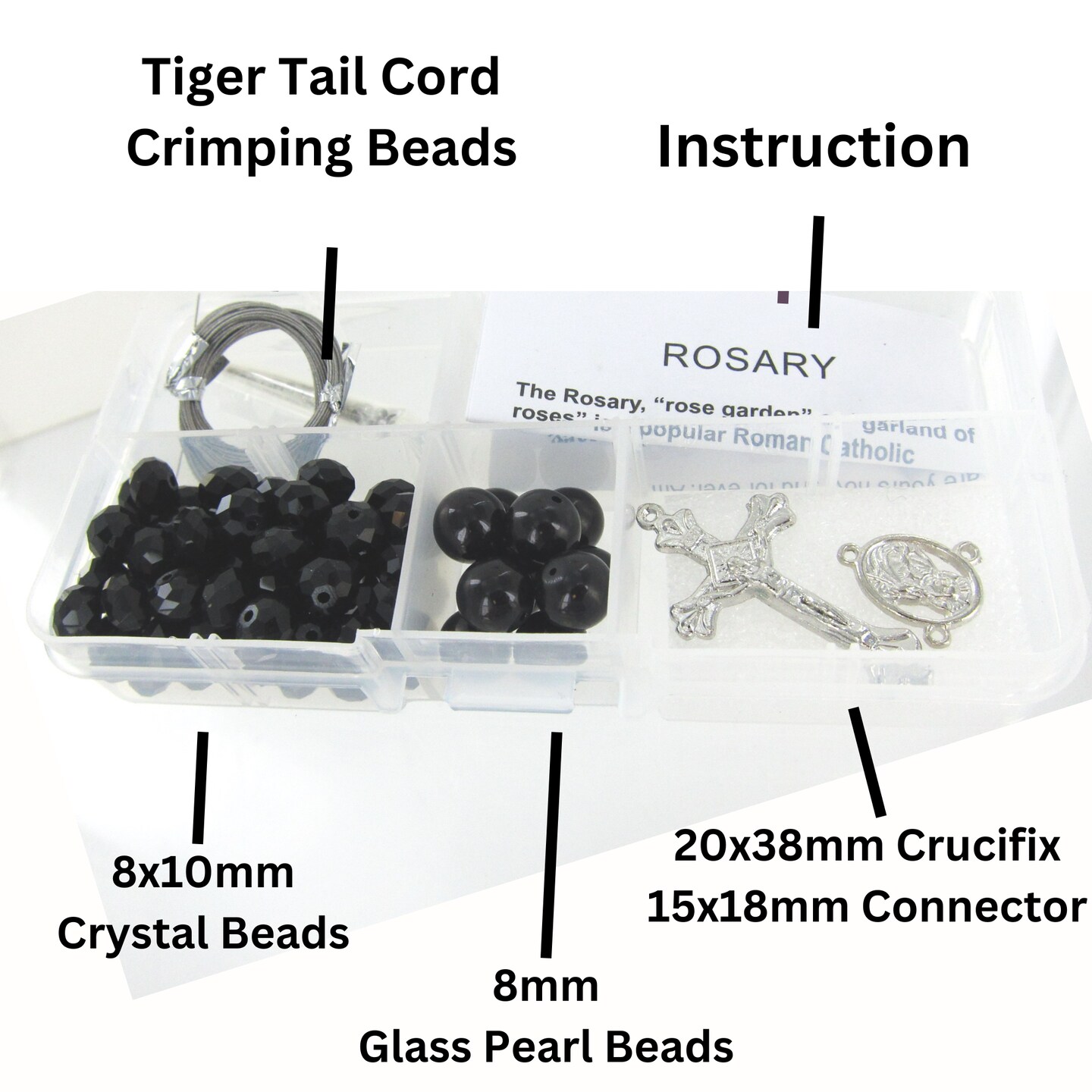Rosary Prayer Making Kit, DIY Necklace Supplies, First Communion