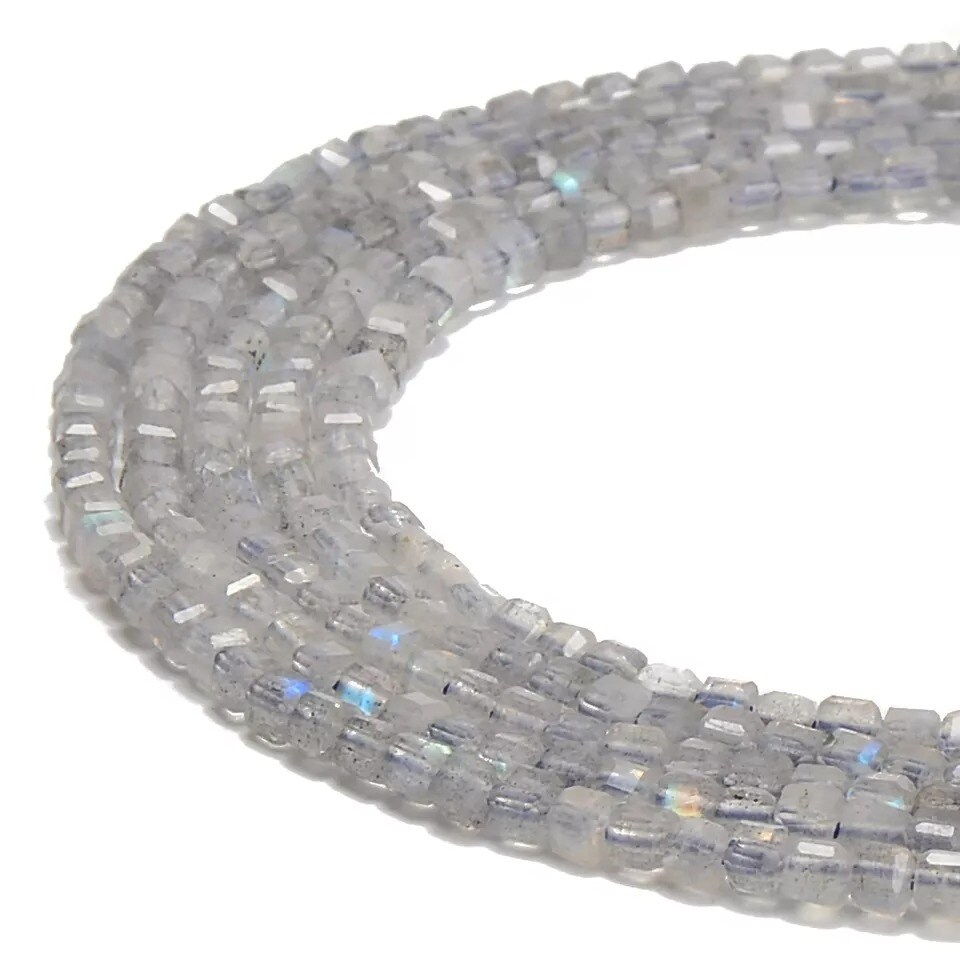 Natural Labradorite Faceted Cube Beads Size 2.2mm 15.5'' Strand