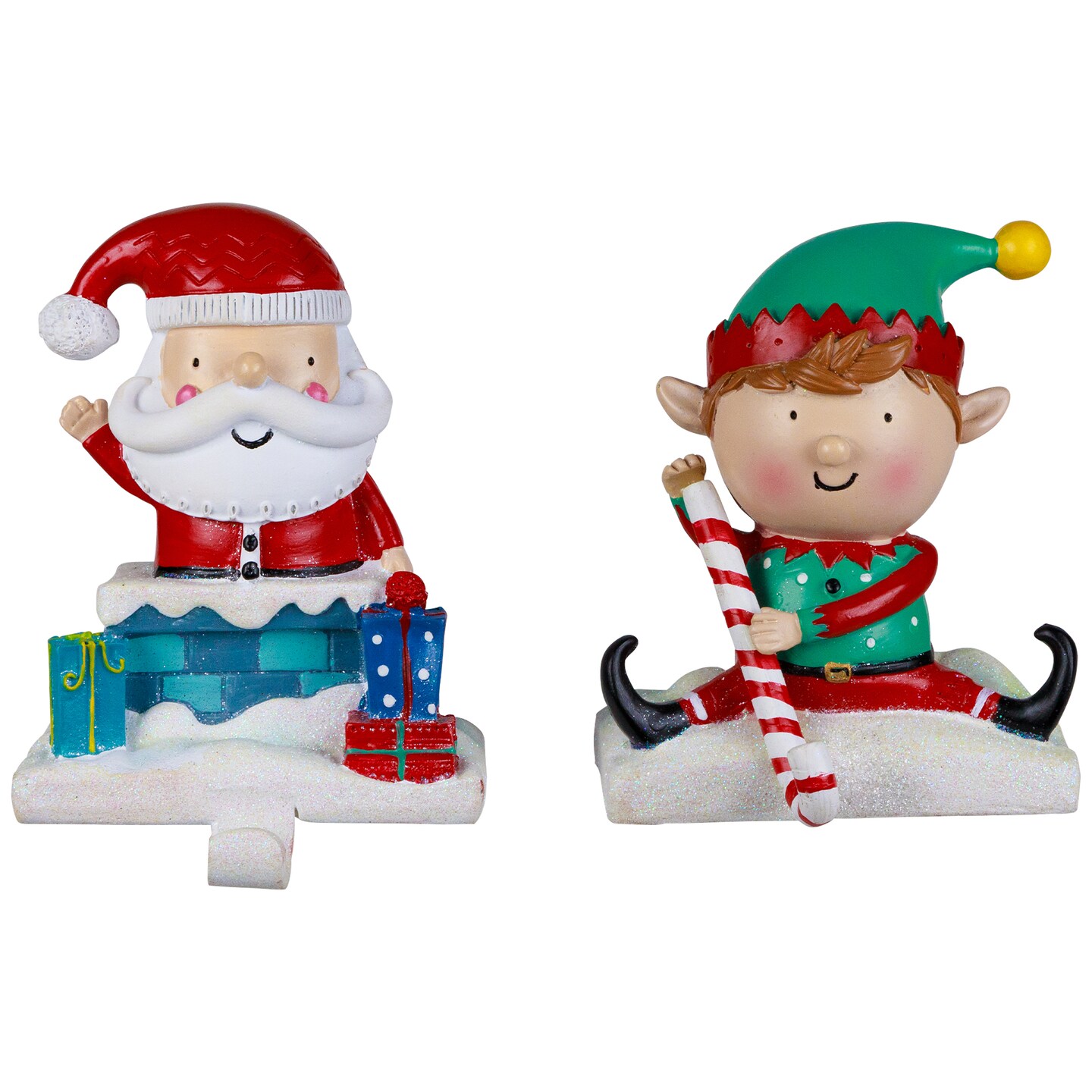 Northlight Santa and Elf Christmas Stocking Holders - 5&#x22; - Set of 2