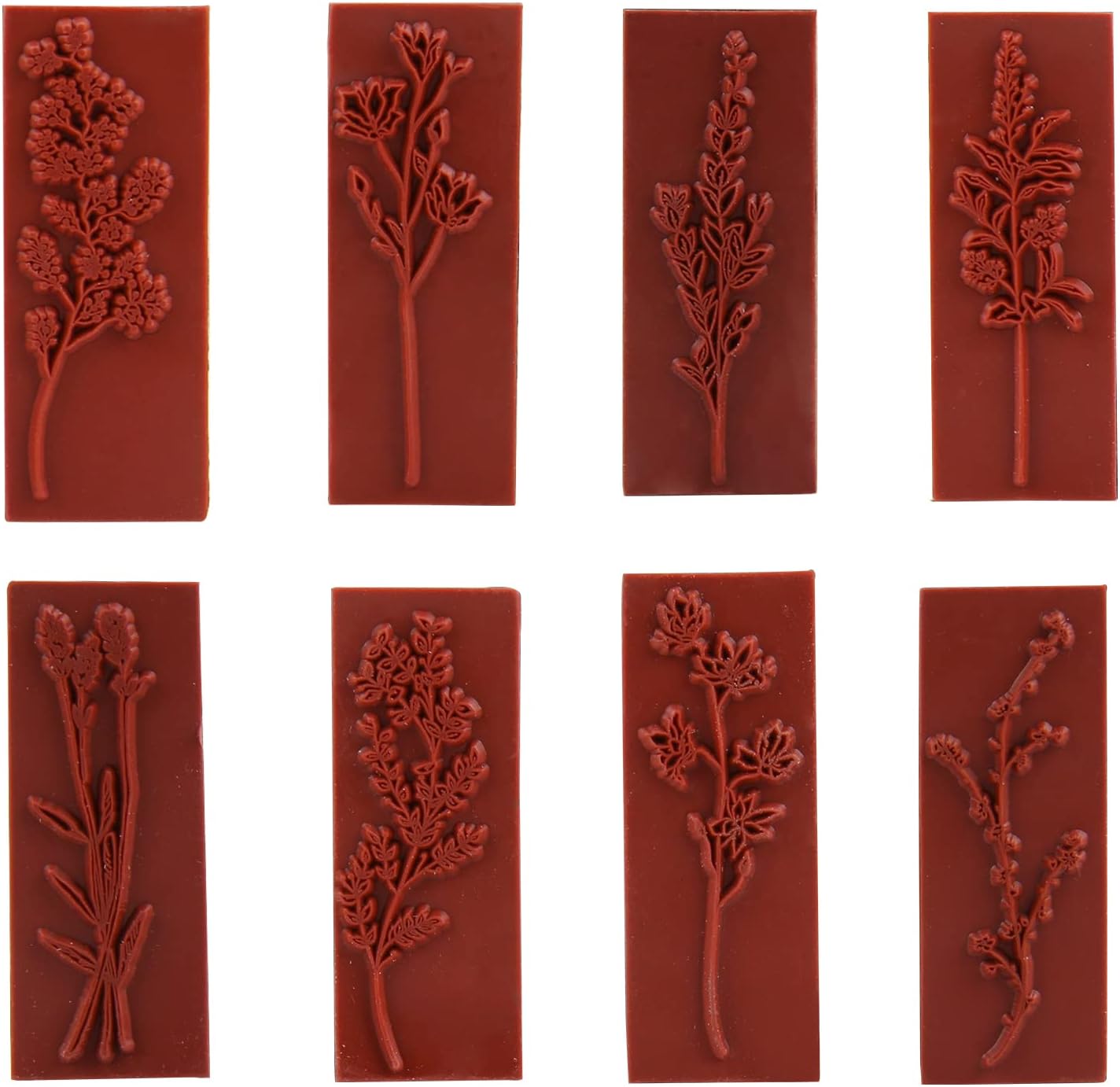 8 Pieces Wood Mounted Rubber Stamps, Plant and Flower Decorative Wooden Rubber Stamp Set for DIY Craft, Diary and Craft Scrapbooking