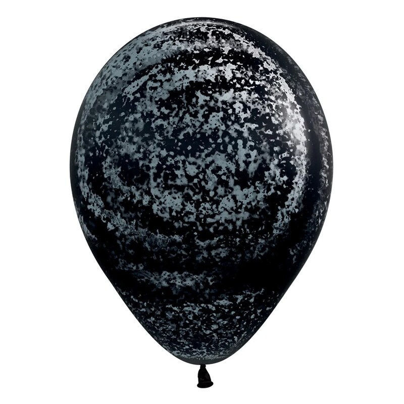 Silver Graffiti Deluxe Black Latex Balloons 11 Inch Round