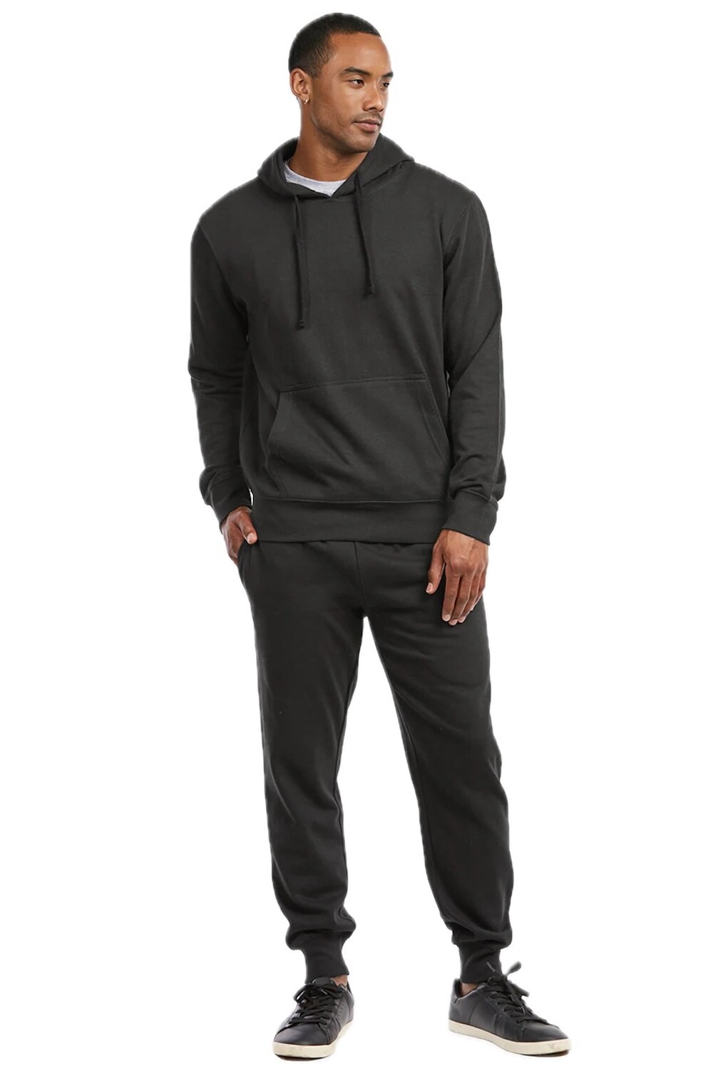 Men&#x2019;s Black Lightweight Fleece Jogger Pants &#x2013; Soft Cotton Blend, Relaxed Fit