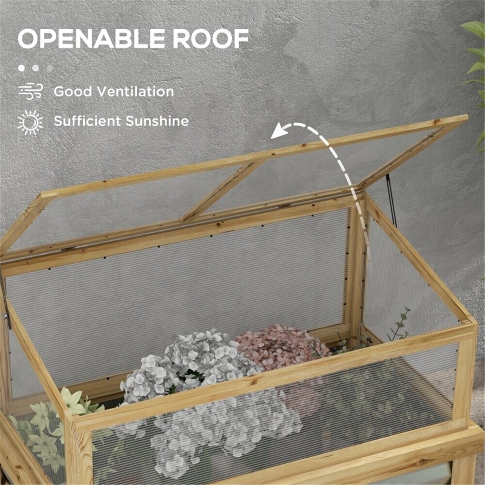 Lean-To Wooden Raised Garden Bed with Cold Frame