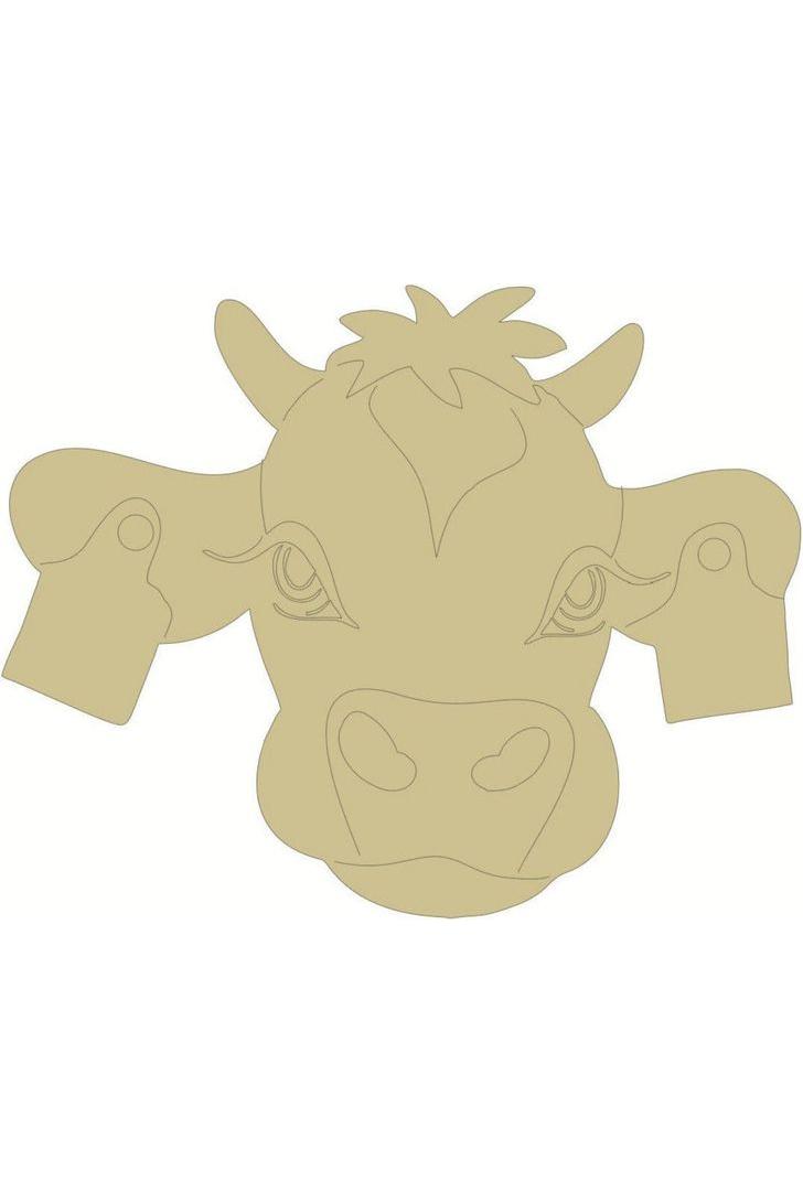Cow Head Unfinished Wood Cut Out