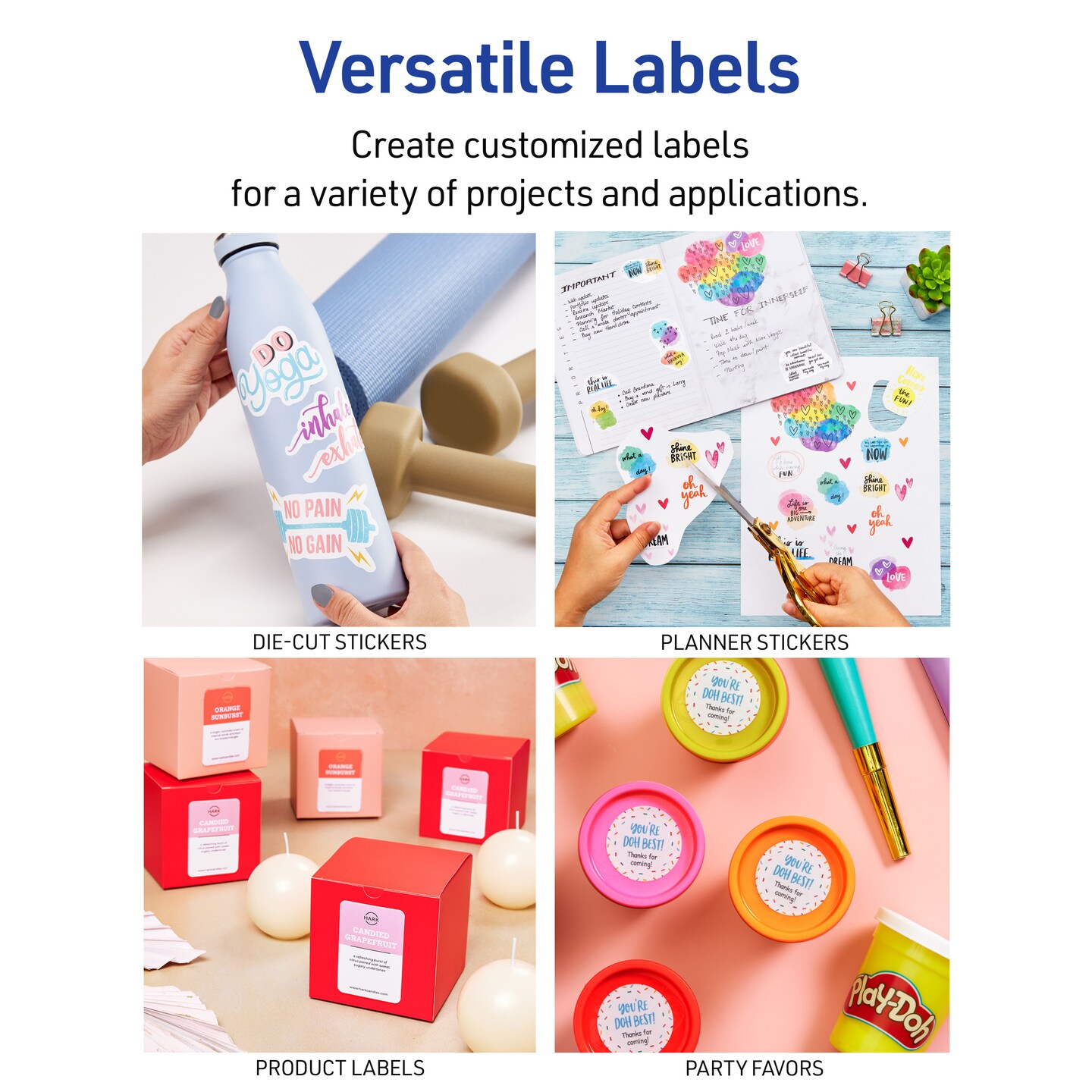 Avery Printable Sticker Paper, 8.5&#x22; x 11&#x22;, Matte White, Repositionable Adhesive, Laser &#x26; Inkjet Compatible, 30 Full-Size Label Sheets (2-Pack of 3383)