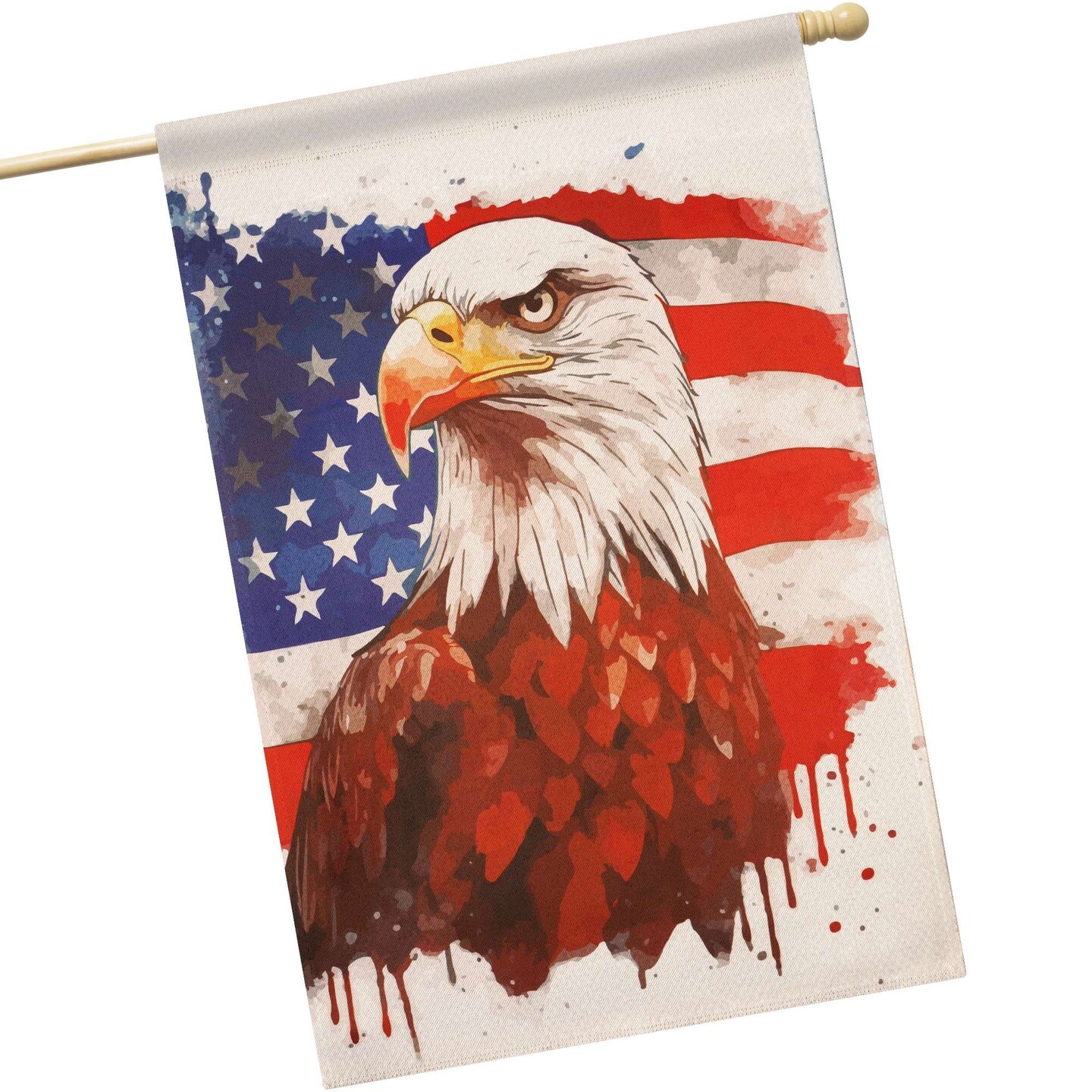 G128 Patriotic Bald Eagle Printed 28x40 In House Flag Double Sided Independence Day Yard Garden Lawn Decoration