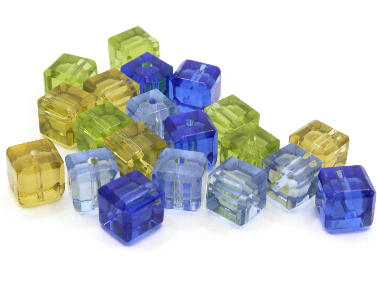 20 10mm Mixed Color Glass Cube Beads