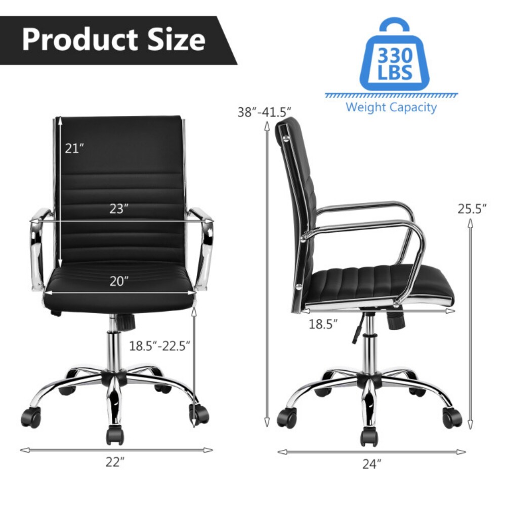 PU Leather Ergonomic Office Chair with Swivel, Rocking, Armrests and 330 lbs Capacity