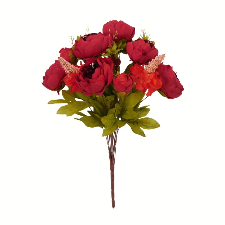 20&#x201D; Artificial Red Peony Bush &#x2013; Faux Peony Bouquet with 13 Stems-63220-RD