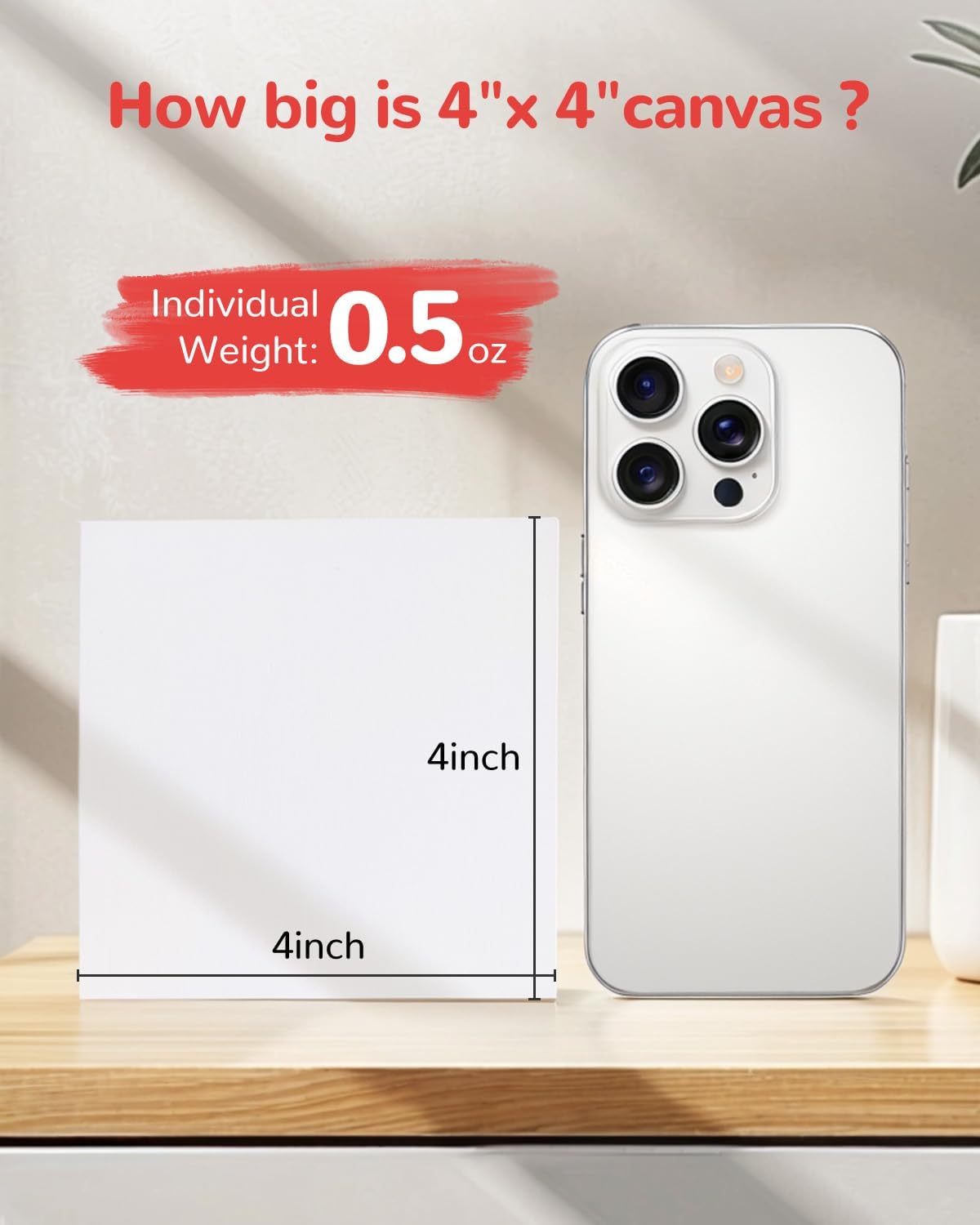 4x4 Inch Mini Canvas Boards 48 Pack(white)