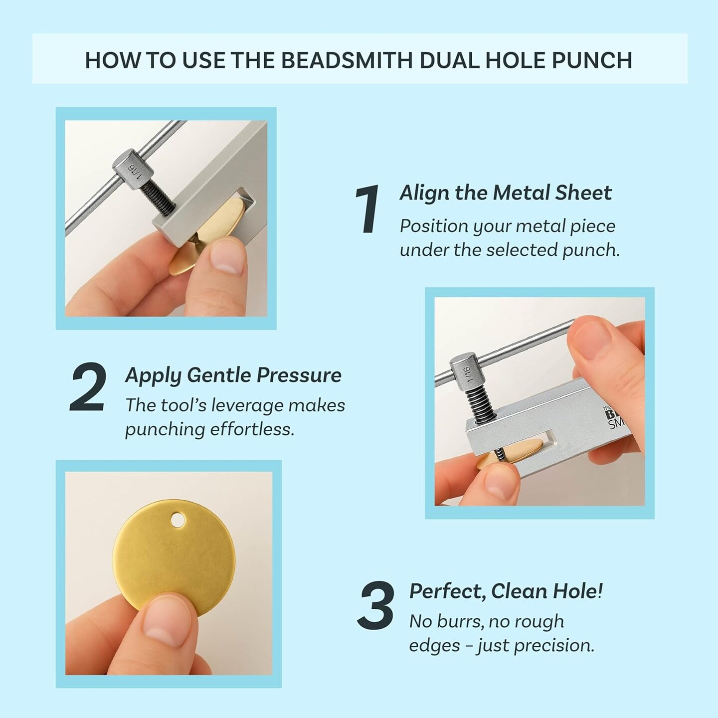 The Beadsmith Vintage Hole Punch Tool – Dual Tip 1/16" & 3/32", Precision Metal Punch for Jewelry Making, Leather, Crafts & DIY Projects