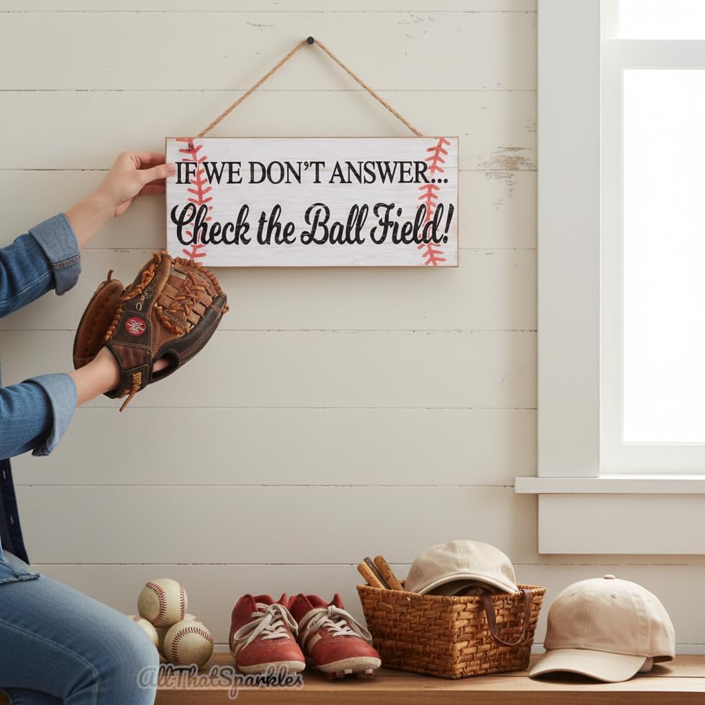 Funny Baseball Sign for Wreath Attachments and Crafts - 12.5" x 6"