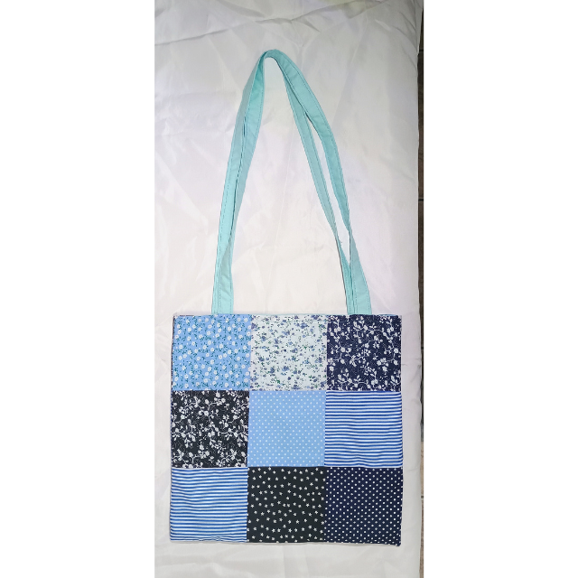Blue patchwork tote bag | MakerPlace by Michaels