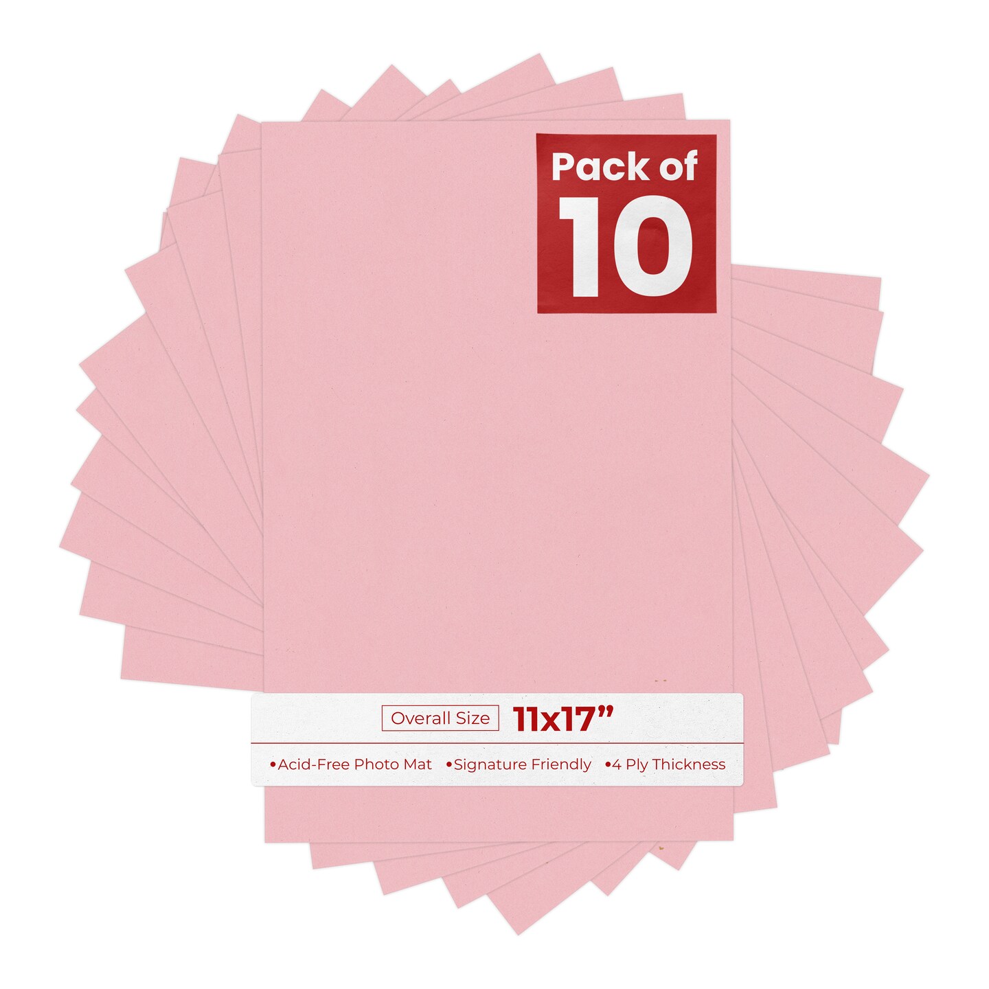 Soft Pink 11x17 Uncut Mat Board - Blank Sheets, No Opening, Color: Pink ...