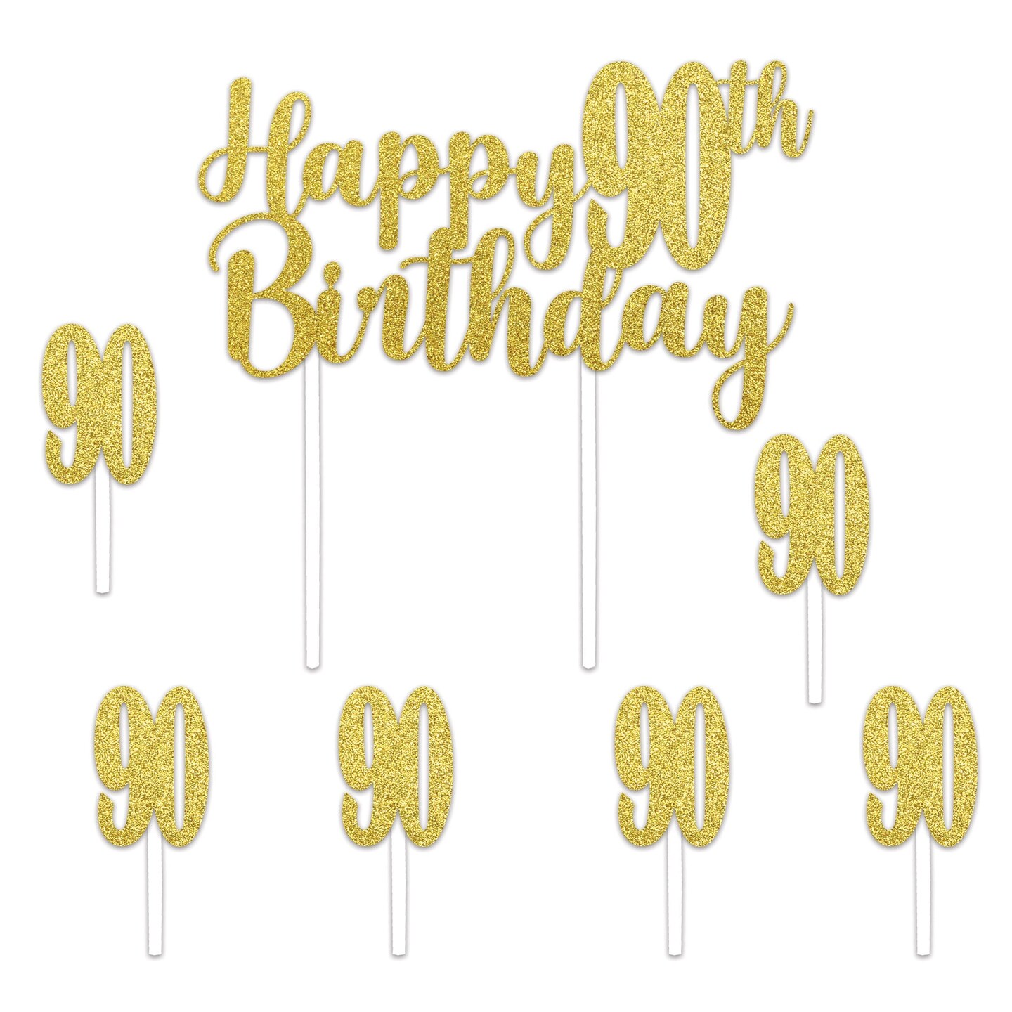 12 Pack Bulk Happy 90th Birthday Cake Topper 6 Picks Included