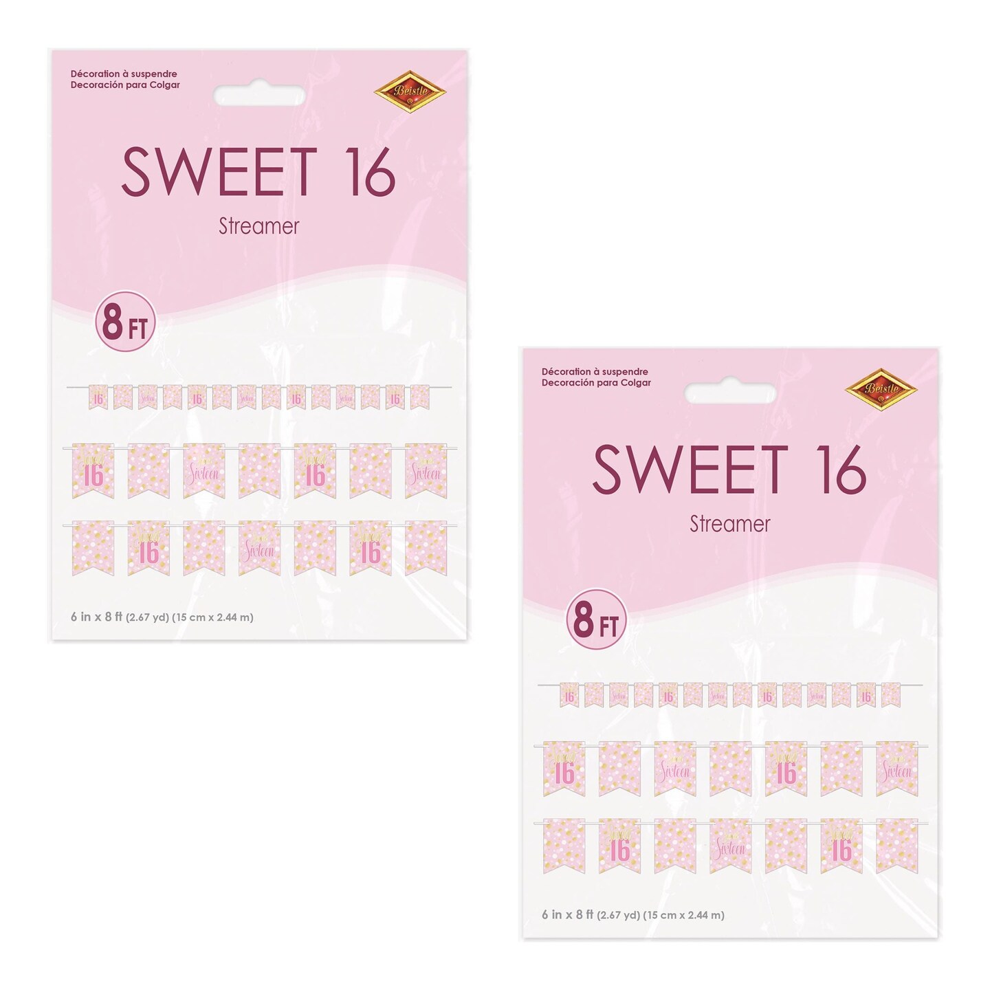 12 Pack Bulk Sweet 16 Streamer 6in x 8ft Birthday Party Banner