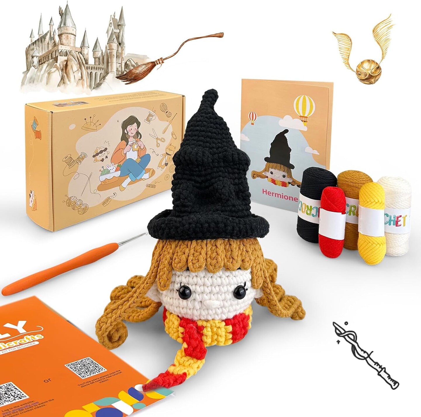 Crochet kit for Beginners,Kawaii PoterGirl Beginner Crochet Kit
