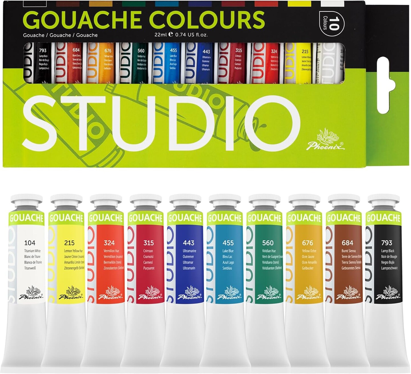 Gouache Paint Tubes - 10x22ml / 0.74 Fl Oz Non-toxic Gouache Painting Supplies Art Paints Set for Adults, Beginners, Students