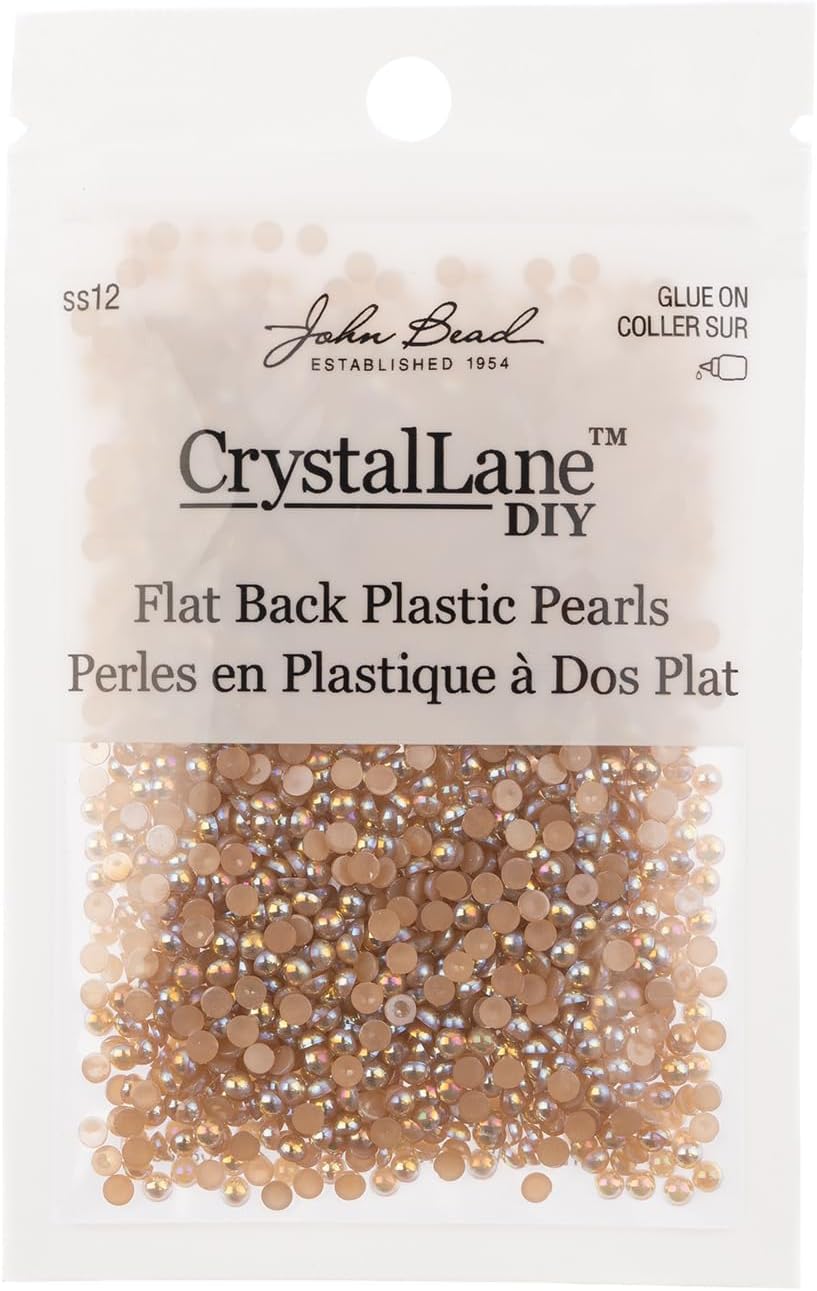 Crystal Lane DIY SS12(3mm) Plastic Pearl Flatback Rhinestones, 1850pcs