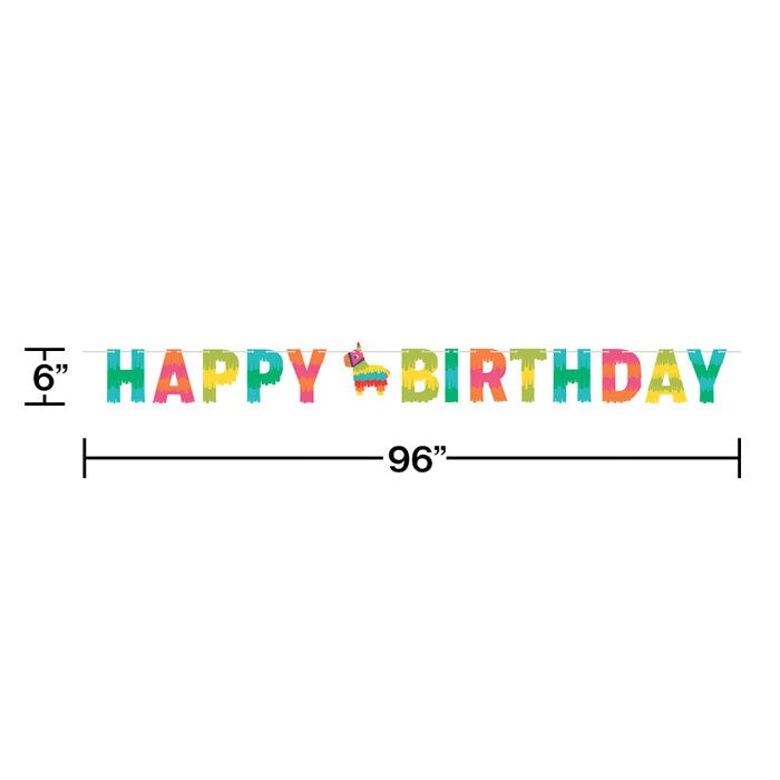 12 pc Bulk Fiesta Fun Happy Birthday Banners