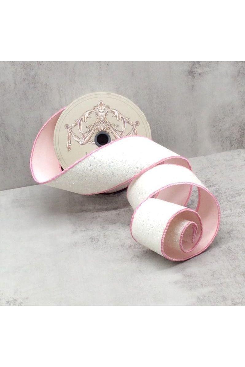 2.5&#x22; Sugar Plum Glitter Ribbon: Whispy White (10 Yards)