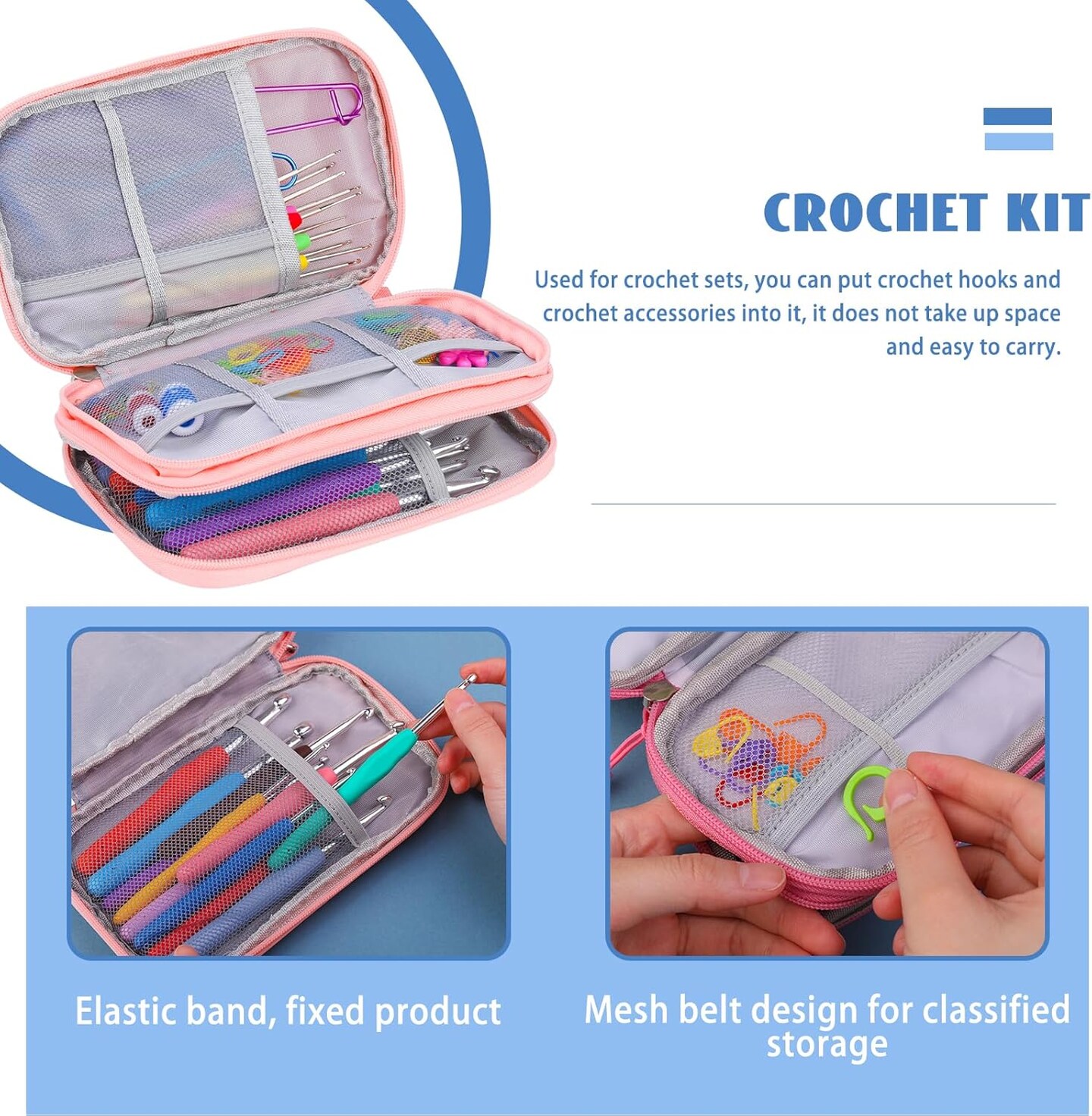 120Pcs Crochet Needles Set - Crochet Hooks with Case, Stitch Markers, Blunt Needles, Plastic Sewing Needles, Stitch Holders, Crochet Knitting Accessories, Crochet Kit for Beginners