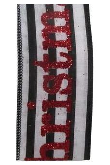 2.5&#x22; Merry Christmas Ribbon: Black/White