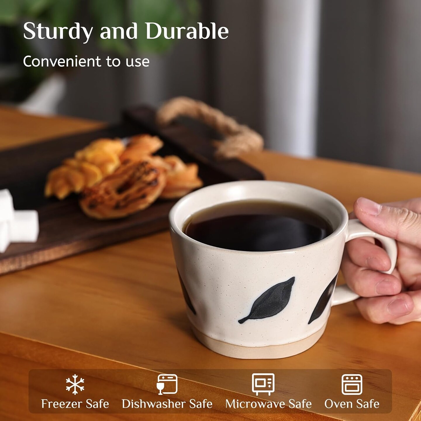 Leaf Mug, 11 oz Ceramic Coffee Cup for Tea Latte Cappuccino