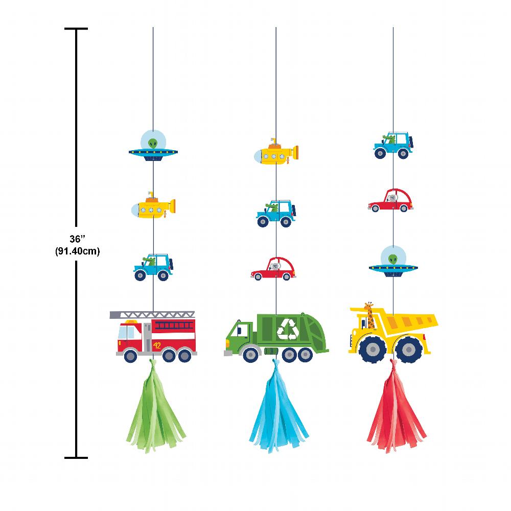 36/Case Bulk Transportation Time City Life Hanging Cutouts with Tassels