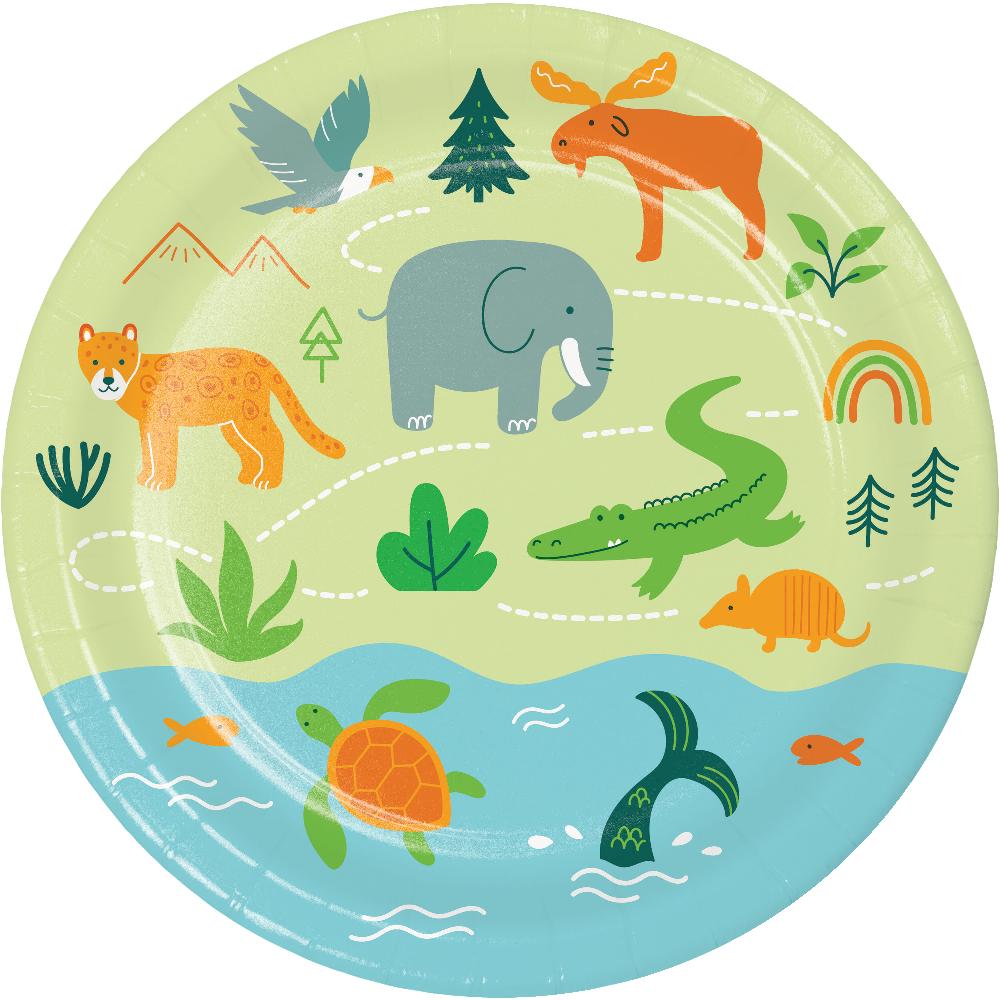 96 pc Bulk One-derful World Wildlife Animal Dessert Plates
