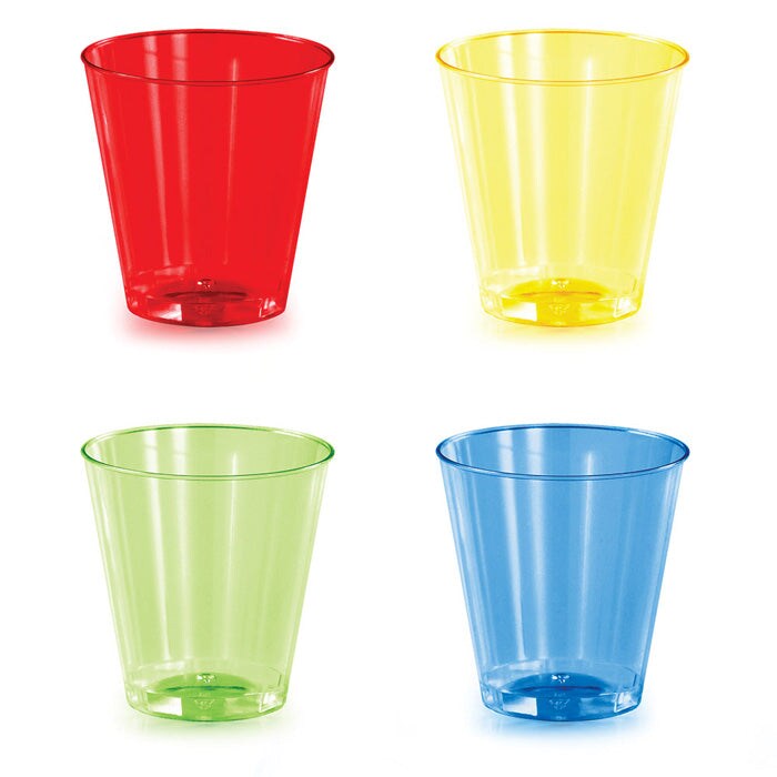 192 pc Bulk 2 oz Assorted Color Plastic Shot Glasses