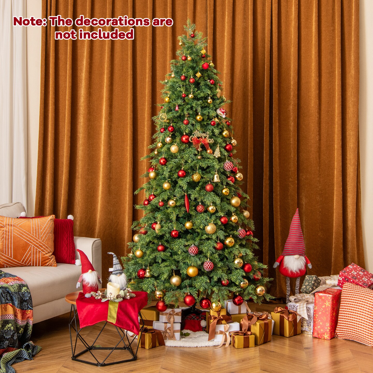 Artificial Christmas Tree Green Hinged Holiday Tree with 1019 Lush Branch Tips-7.5 ft