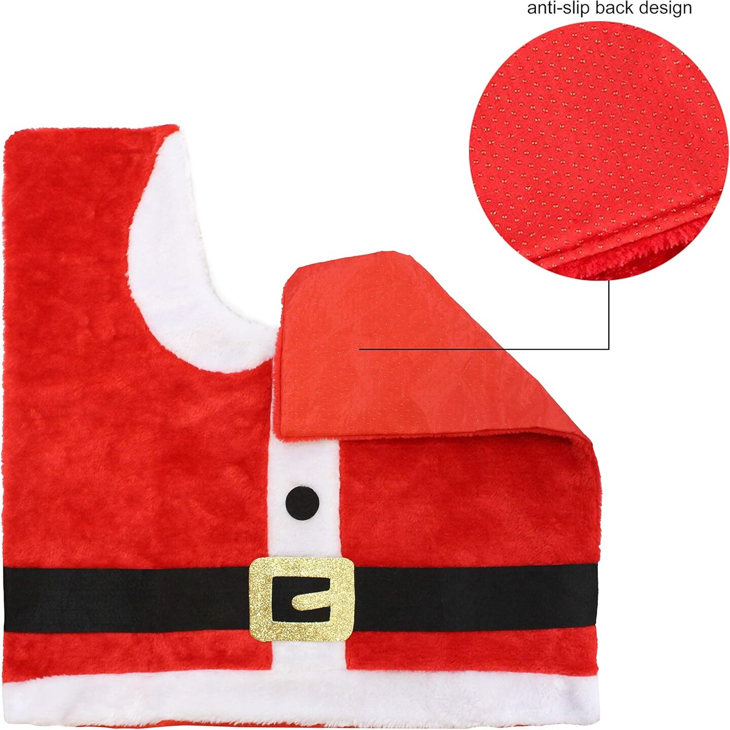 5 Pieces Christmas Theme Bathroom Decoration Set w/Toilet Seat Cover, Rugs, Tank Cover, Toilet Paper Box Cover and Santa Towel for Xmas Indoor D&#xE9;cor, Party Favors (Santa)