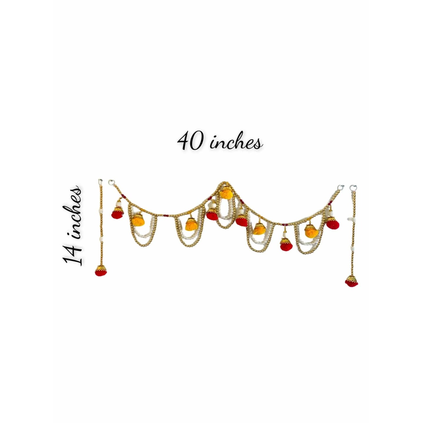 40 Inches Pompom Indian Door Toran Ethnic Hanging Valance Festival Window Bandarwal Indoor Outdoor Decor Pooja Decor Wedding Favor Diwali Decoration