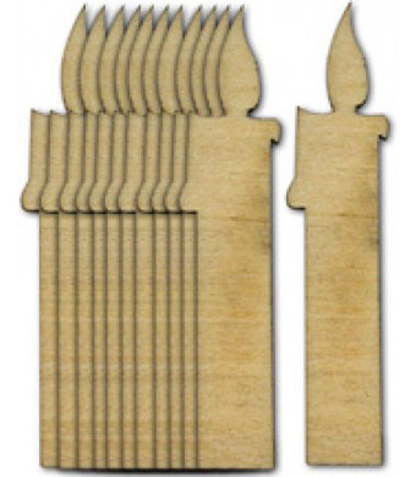 Wood Candle Cutouts 2" – 10 Pack | Mini Wooden Flame Shapes for Holiday Crafts & Classroom Projects