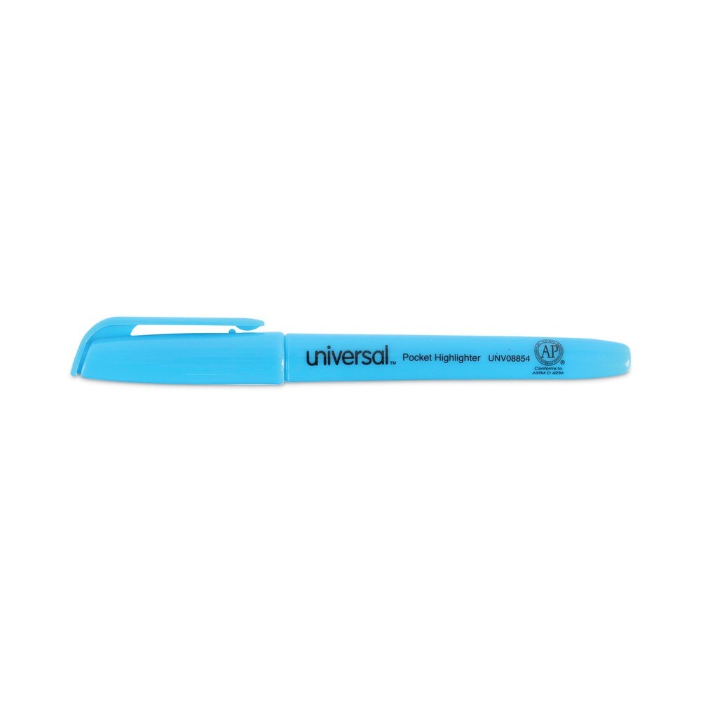Universal Chisel Tip Fluorescent Blue Ink Blue Barrel Pocket Highlighters (1 Dozen)