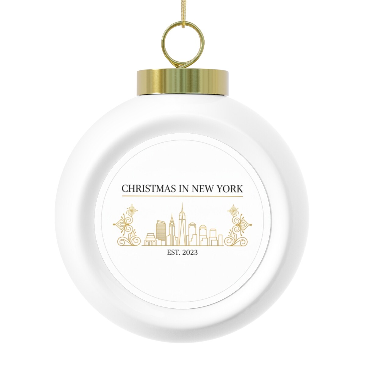 Christmas Ball Ornament - Christmas in New York - Bells / Round / 2.5" × 3"
