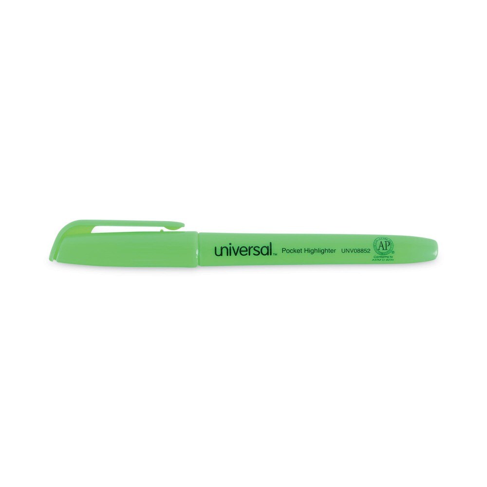 Universal Chisel Tip Pocket Highlighters - Fluorescent Green (1 Dozen)