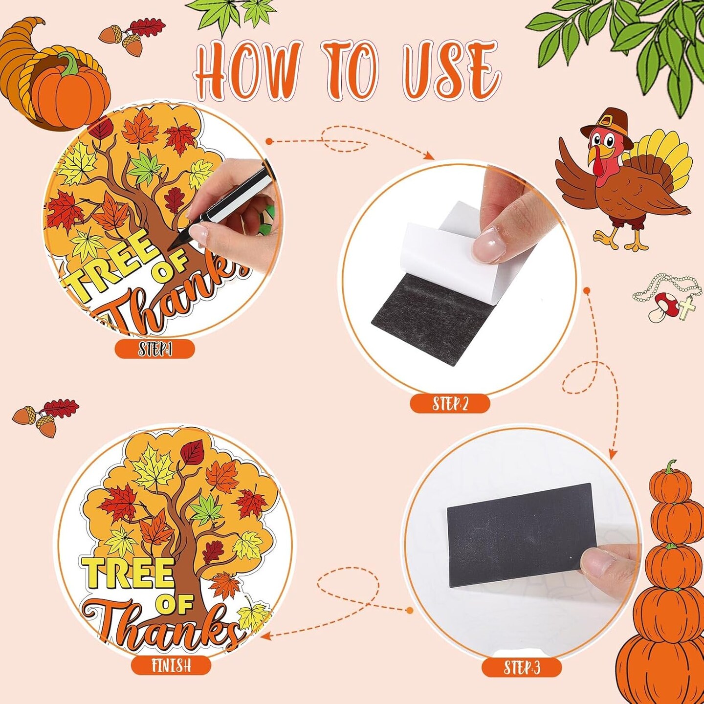 36PCS Thanksgiving Christian Crafts Kit – Turkey, Pumpkin & Jesus DIY Coloring Magnets for Kids, Fall Religious Sunday School Crafts & Autumn Activity Supplies (Thanksgiving) 7.87 x 7.87 x 0.03 inches