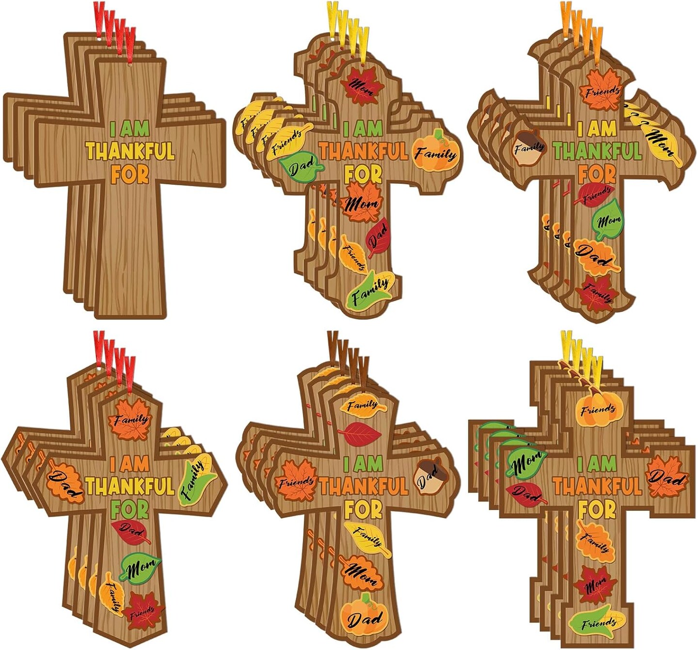 24 Pcs Religious Fall Cross Craft DIY Thanksgiving