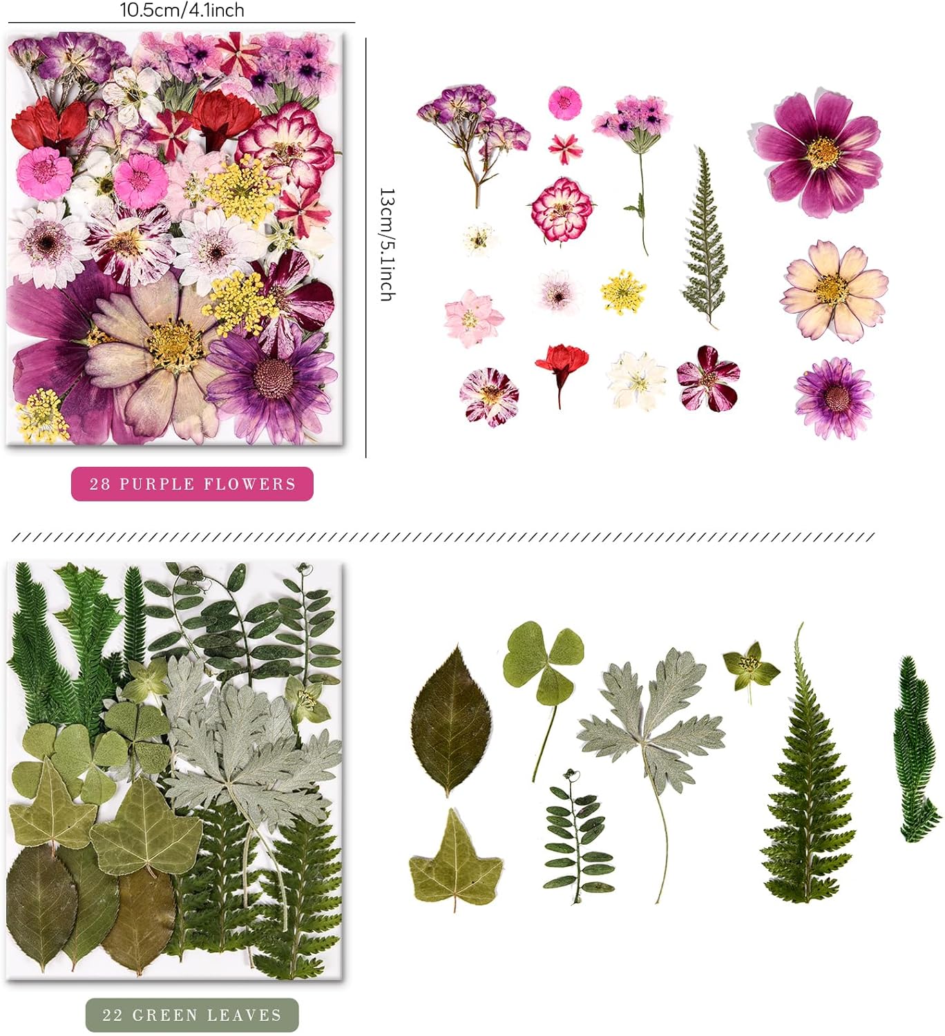 110+PCS Real Pressed Dried Flowers & Leaves for Resin, Jewelry, Soap, Candle, Scrapbooking, Nails, and DIY Crafts – Colorful Assorted Botanical Set with Tweezers (Colorful-c)