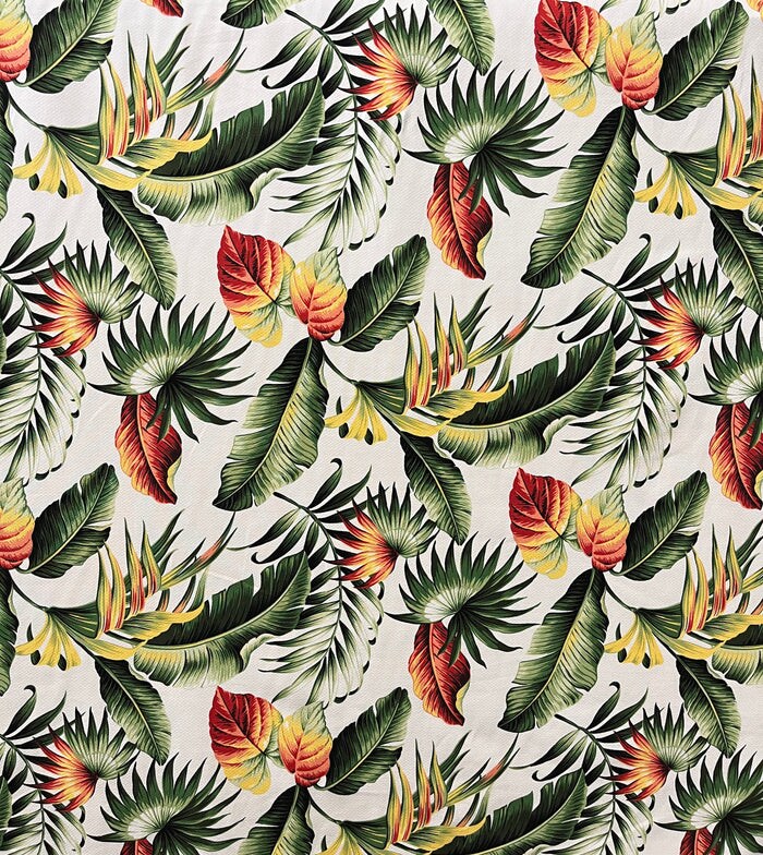 1 Yard Multicolor Palm Leaves Upholstery Cotton Fabric 100% Cotton, 56&#x22;-58&#x22; Width