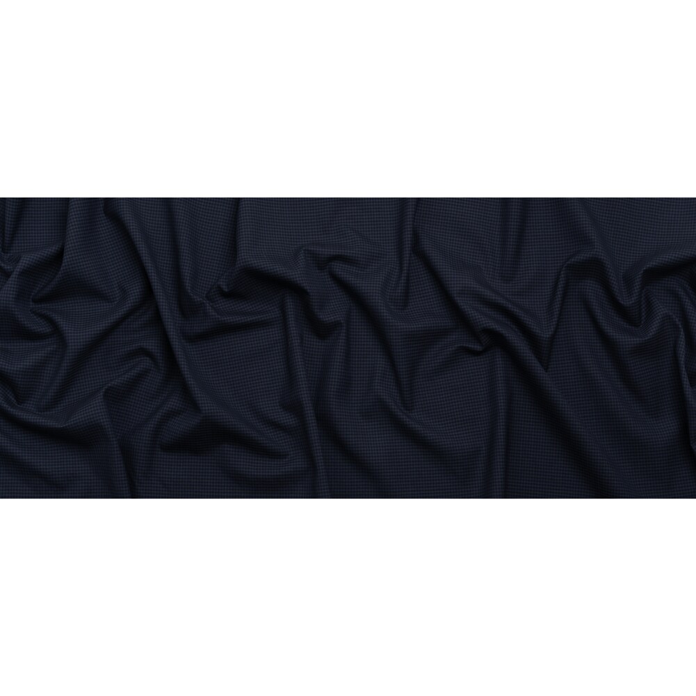 1 Yard Super 100 Wool Suiting Navy Blue and Charcoal Tattersall Check 59 inch Width
